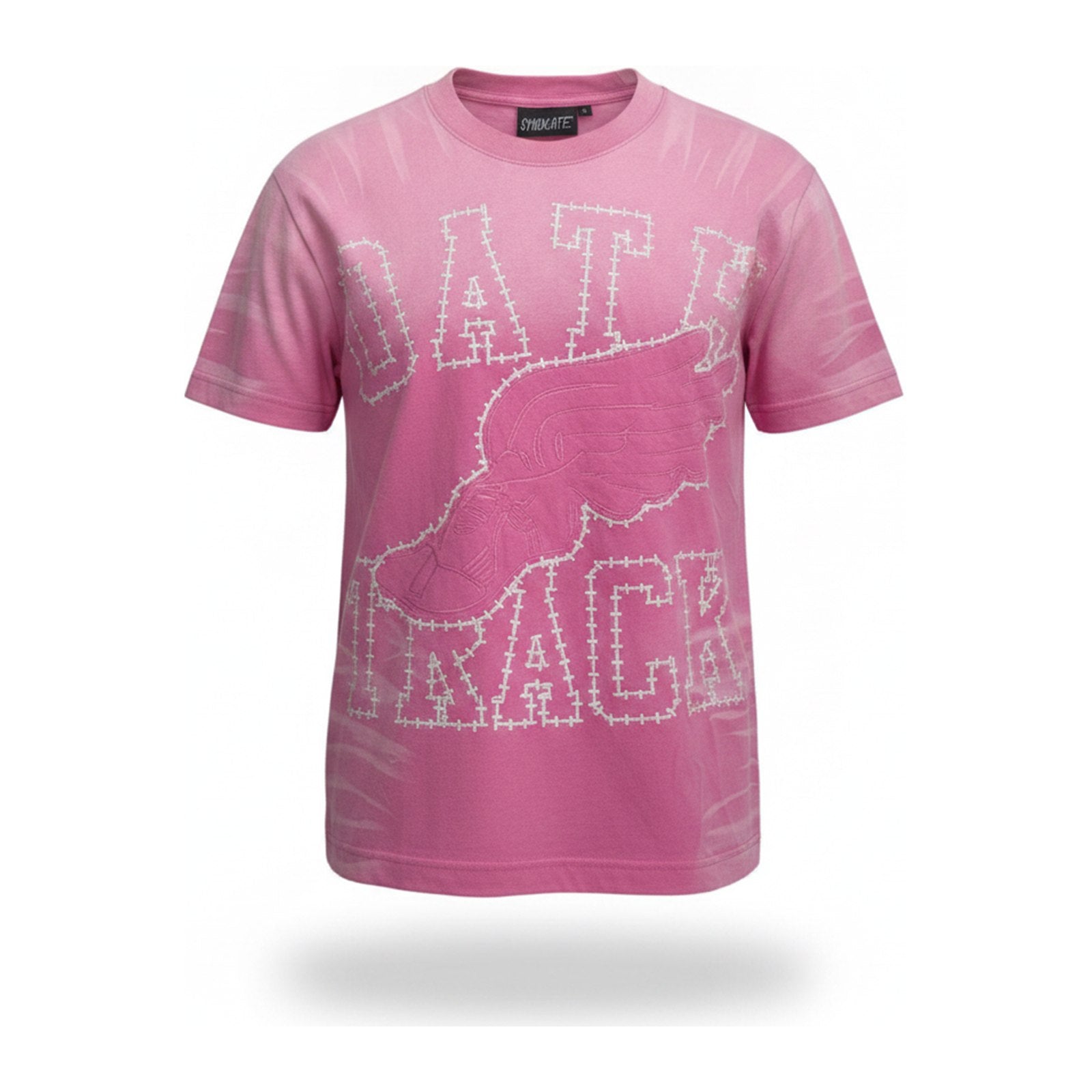 Syndicate "Oath Track" Winged-Foot Tee — Washed Pink - ghost mannequin