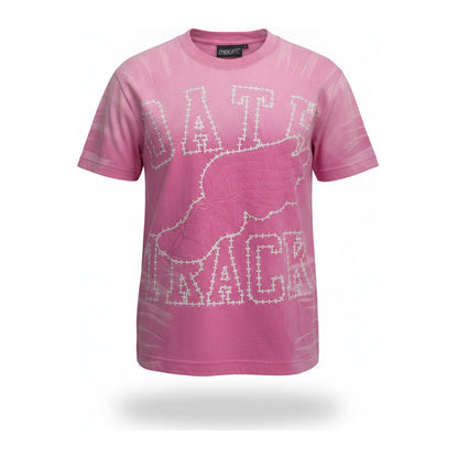 Syndicate "Oath Track" Winged-Foot Tee — Washed Pink - ghost mannequin