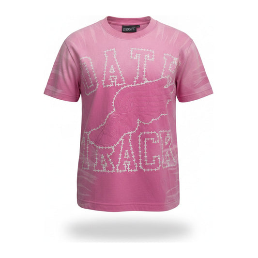 Syndicate "Oath Track" Winged-Foot Tee — Washed Pink - ghost mannequin