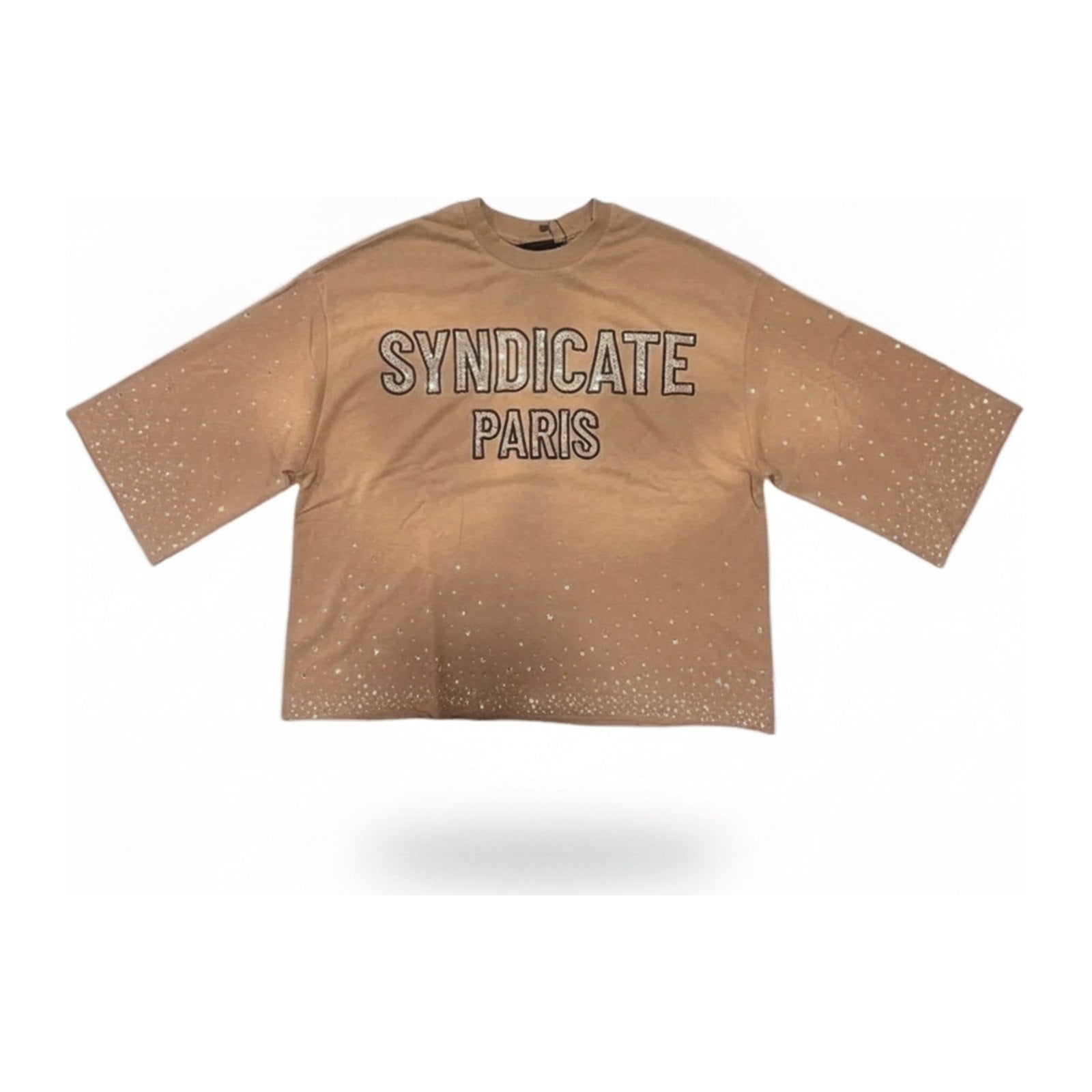 Syndicate "Paris" Rhinestone Tee - Brown - ghost mannequin