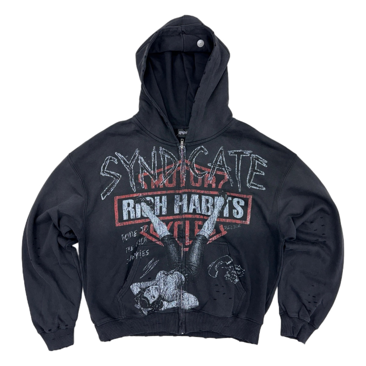 syndicate rich habits zip up black wash