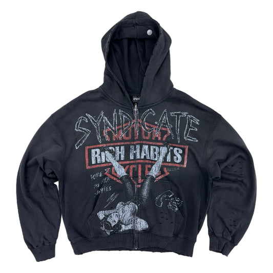 syndicate rich habits zip up black wash