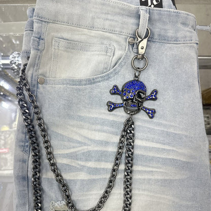 EAK Wallet Chain — Gunmetal/Blueskullbones — clasp and charm detail