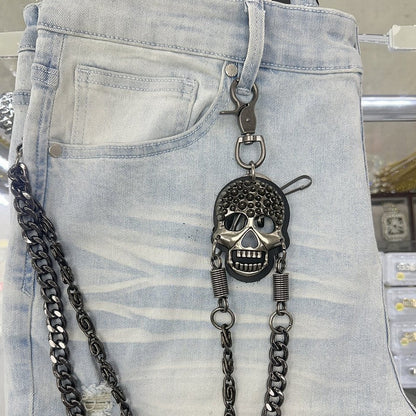 EAK Wallet Chain — Gunmetal/Spikedskull — clasp and charm detail