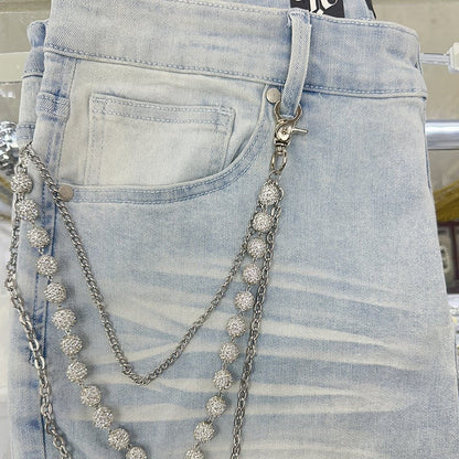 EAK Wallet Chain — Silver/White/Silver — clasp and charm detail