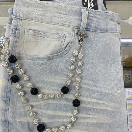 EAK Wallet Chain — White/Black — clasp and charm detail