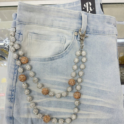 EAK Wallet Chain — White/Peach — clasp and charm detail