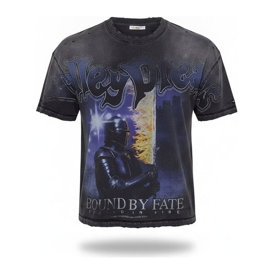 Valley Dreams "Bound By Fate" Washed Tee — Black - ghost mannequin