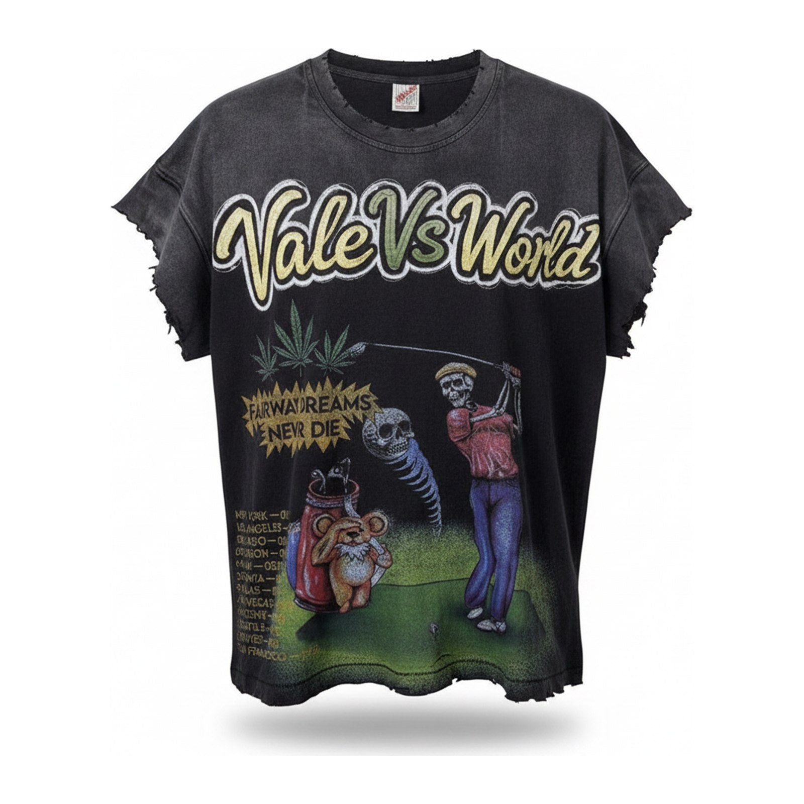 Valley Dreams "Fairway Dreams Never Die" Tour Tee — Black Wash - ghost mannequin