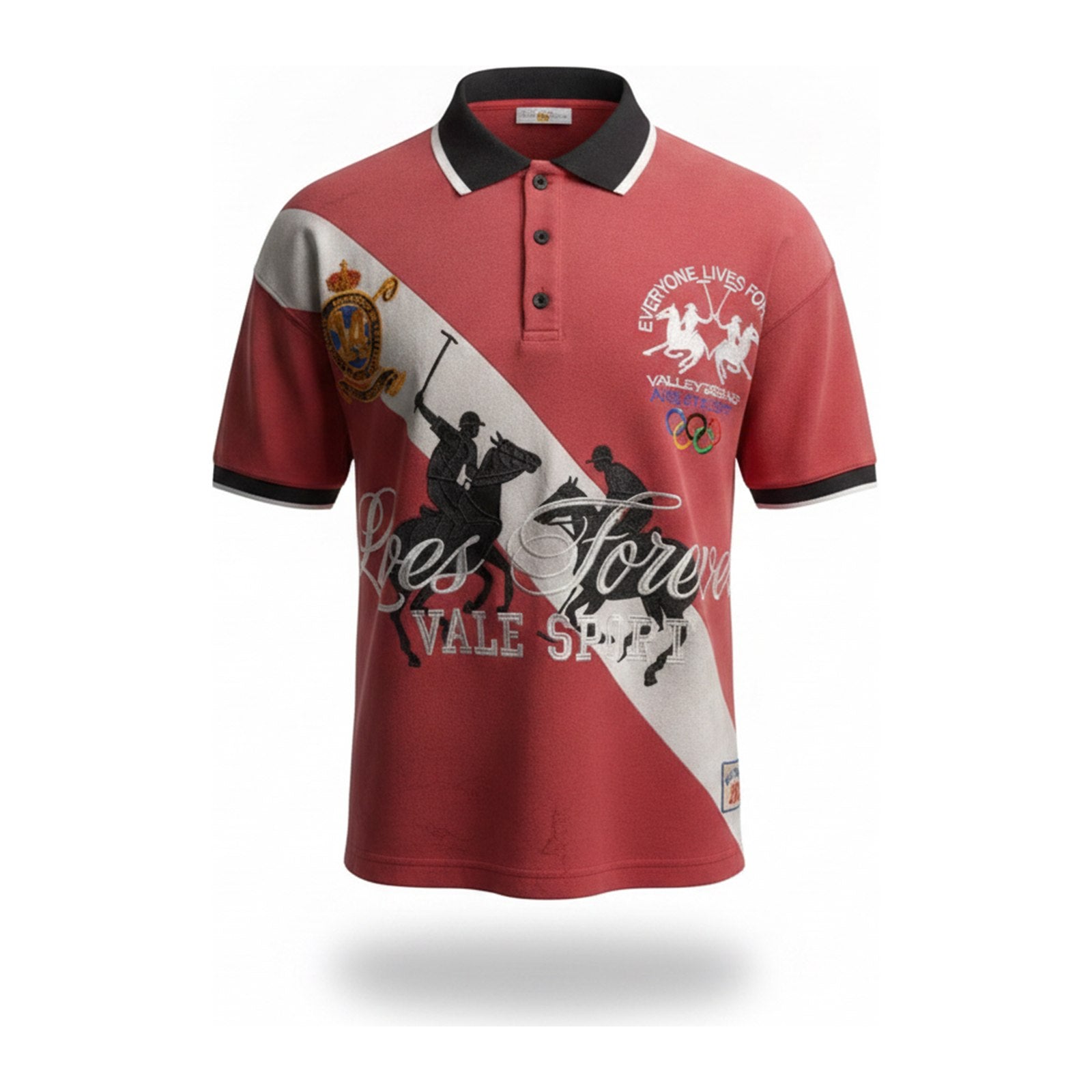 Valley Dreams "Lives Forever" Vale Sport Polo — Red - ghost mannequin