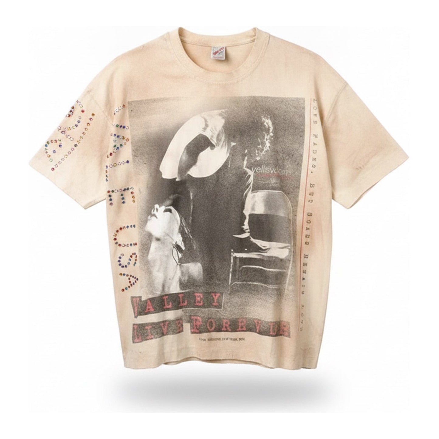 Valley Dreams "Love Fades" Photo Tee — Tan Wash - ghost mannequin
