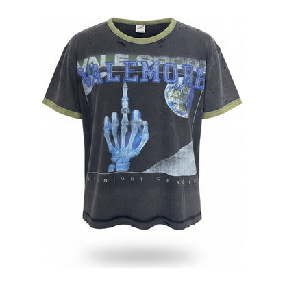 Valley Dreams "Midnight Oracle" Washed Tee — Black - ghost mannequin