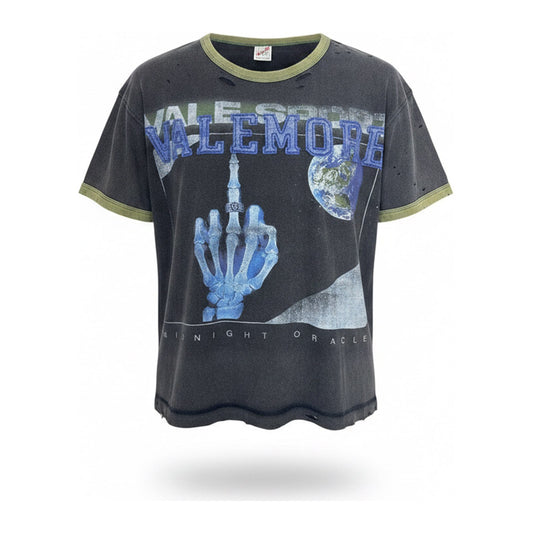 Valley Dreams "Midnight Oracle" Washed Tee — Black - ghost mannequin