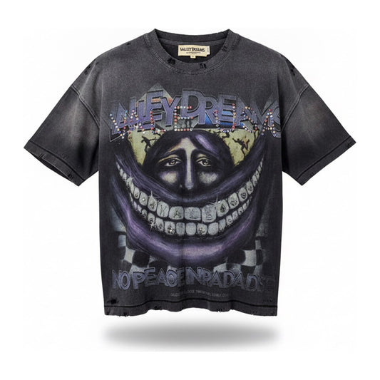 Valley Dreams "No Peace In Paradise" Washed Tee — Black - ghost mannequin