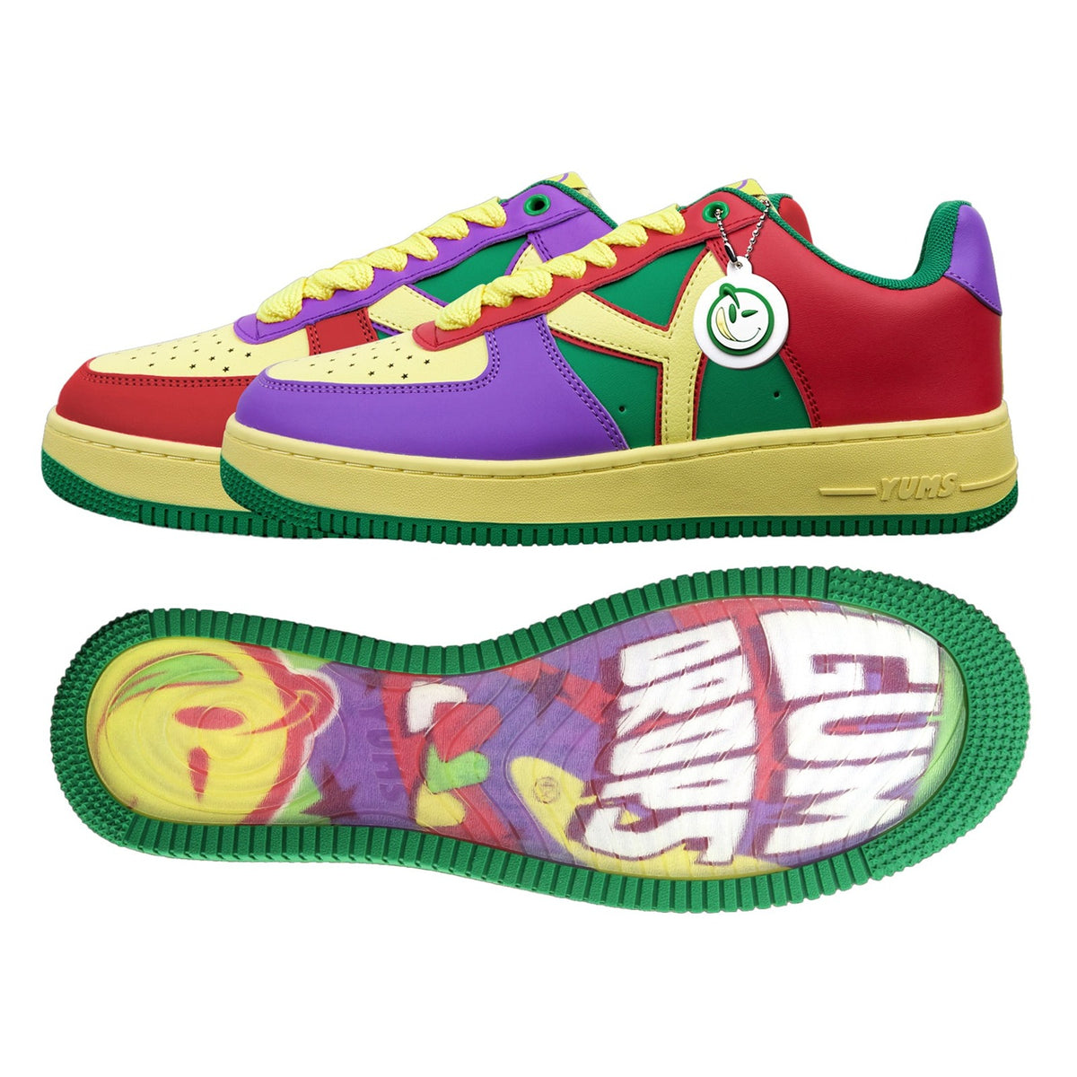 Yums Gum drops sneaker, side profile and sole art